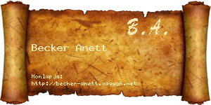 Becker Anett névjegykártya